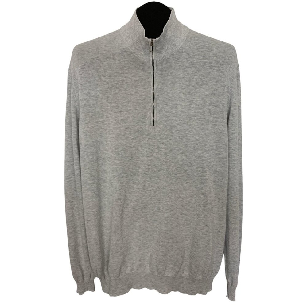 Malo Mens 1/2 Zip Pullover Sweater 56 US/46 XXXL Gray Cotton DEFECT